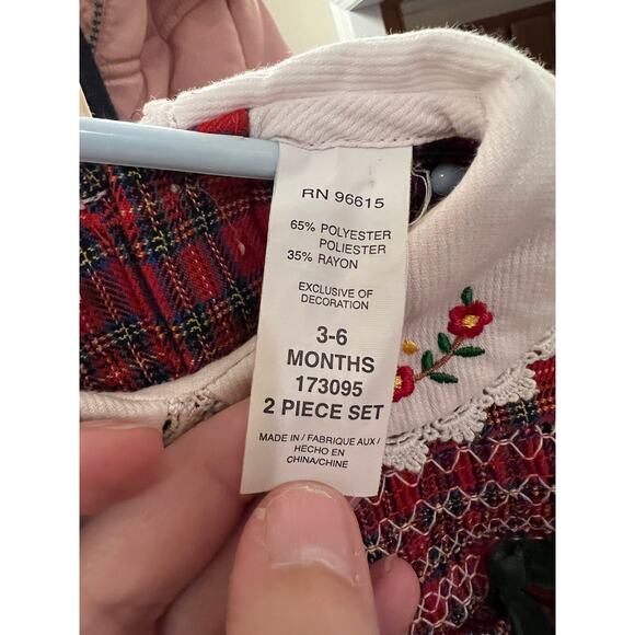 B.T. Kids Red Plaid Smocked Romper 3–6M | Winter Baby Outfit - Picture 4 of 5